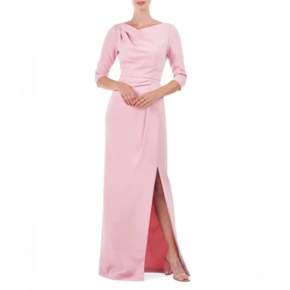 Kay Unger Long Sleeves Margerite Pleated Column Gown Size 12 - Picture 5 of 15